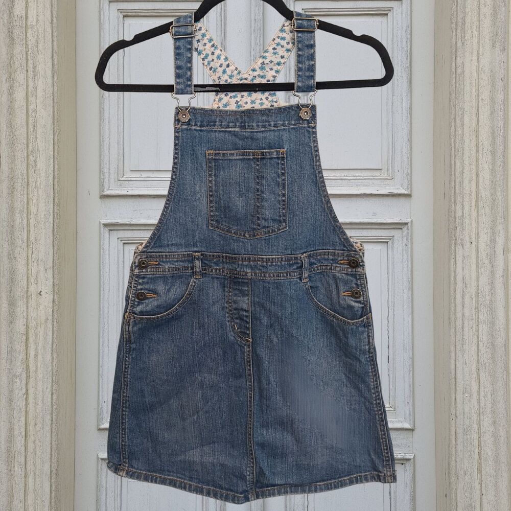 Mini Boden Girls Denim Overall Dress Pinafore Blue Size 13/14Y
